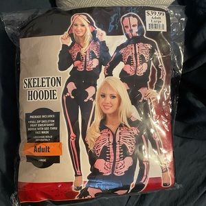 Pink zip up skeleton hoodie